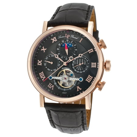 Lucien Piccard 40012A-Rg-01 Ottoman Auto Black Genuine Leather And Dial Rg Case Watch