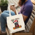 thumbnail image 4 of Merry Christmas Santa French Bulldog Scarf Twinkling Lights Xmas Holiday Canvas Tote Bag Dog Lover Gifts Reusable Shopping Grocery Bag - 00022, 4 of 5