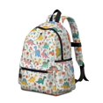 thumbnail image 2 of Dinosaur and Flower White Pattern Backpack for School, Cute School Bag with Adjustable Shoulder Straps and Padded Back, 13.4"x11"x4.7", 2 of 5
