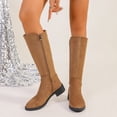 thumbnail image 4 of Yeahitch Womens Boots Mid Calf Zippers Women Boots Round Toe Chunky Heel Warm Comfortable Tall Boots, 4 of 8