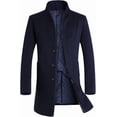 thumbnail image 1 of Gabardina larga de mezcla de lana para hombre, abrigo ajustado de plumas, 1 of 3