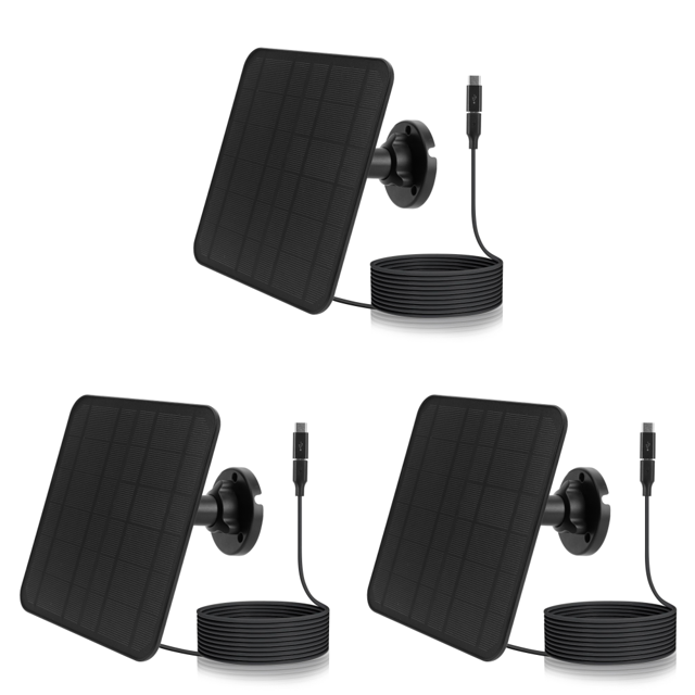 Panel Solar 3 5V 6W Cargador Impermeable para Eufycam /3C/2/2C/2 Pro Negro
