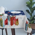 thumbnail image 4 of Navy Blue Snowman Christmas Table Cloth Waterproof Tablecloths, Gifts Xmas Tree Winter Snowflake Tablecloth Dining Table Cover for Kitchen Party Tabletop Outdoor, Rectangle Tablecloth 60x120 Inch, 4 of 9