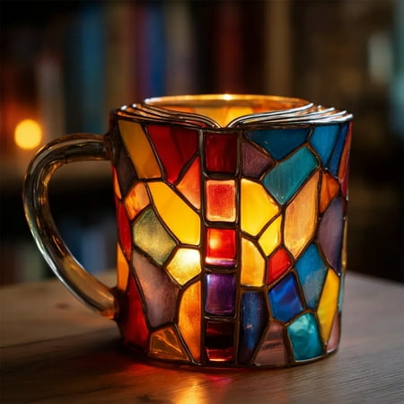 

Resin Stained Stacked Books Mug Vintage Nightstand Desk Book Mugs Handcrafted Resin Table Cup Painted Book Mug Novelty Painted Books Coffee Mug Unique Books Stack Coffee Cup