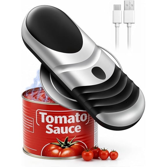 Black Silver Electric Can Opener One Touch Fits All Can Sizes, Electric Can Openers for Kitchen Food Safe with Smooth Edge, Kitchen Gadgets Battery Operated Can Openers for Seniors