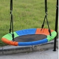 thumbnail image 5 of HighSound Swing Set with Slide, Glider & 1 Saucer Swing, 550lbs Swing Set for Kids with Heavy Duty A-Frame Metal Swing Stand for Backyard and Playground, 5 of 7