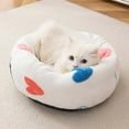 thumbnail image 4 of Calming Donut Cat Dog Bed Pillow,Machine Washable Plush Waterproof Zipper Cover,Anti-Slip Round Comfort Pet Bed,Pillow Design Cozy Warming Fluffy Fur Bed for Cats Medium Dogs,16 inches, 4 of 5