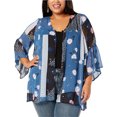 thumbnail image 1 of Style & Co. Blusa tipo kimono con estampado mixto para mujer, azul, 2X, 1 of 1