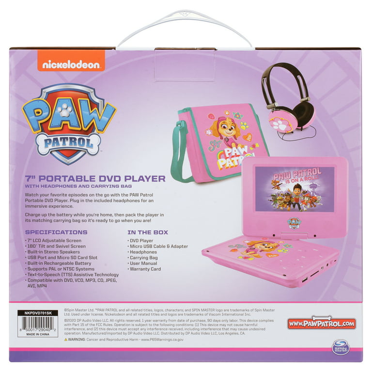 PAW Patrol 7 Portable DVD Player with Matching Headphones +