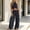 Dark Gray women's two piece outfit a1, variant on Women's 2 Piece Halter Neck Crop Top Wide Leg Pants Set Casual Solid Boho Beach Loose Sleeveless Two Piece Vacation Outfits Summer Cruise Airport Travel Clothes, Khaki S