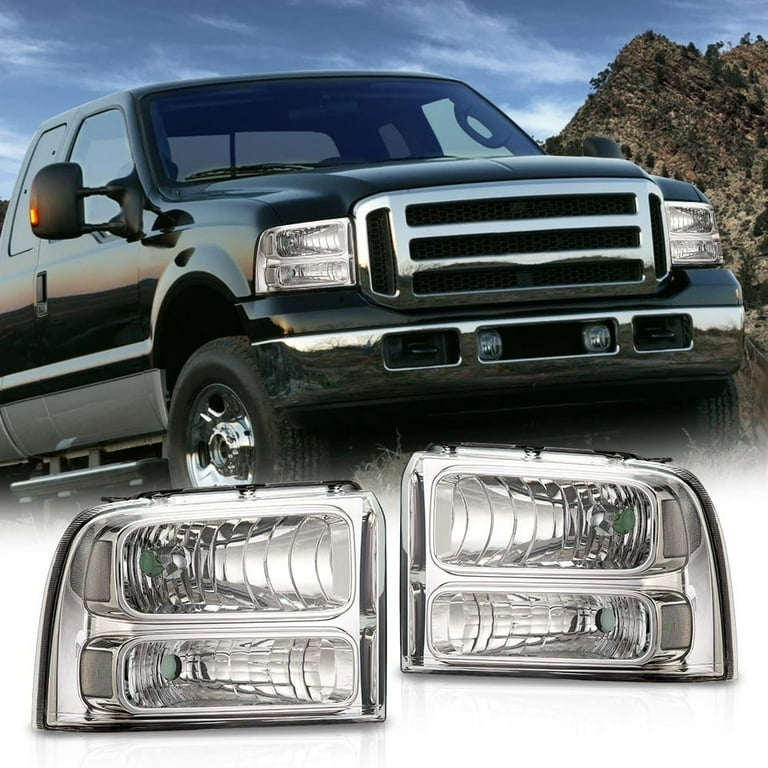 Motor-1 Headlight Assembly Black Housing Clear Corner Headlights For 2005-2007 Ford F250/F350 Super Duty (Pair) Headlights For Ford E-450 Super Duty