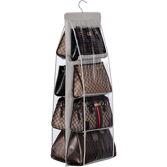 Organizador de bolsos para colgar, 8 bolsillos, tela Oxford, plegable y universal, para armario familiar y dormitorio.