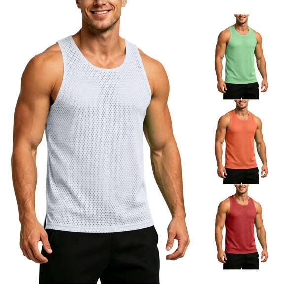 Zhanqunnn Mens Breathable 'sTank Top for Everyday Comfort Lightweight Sleeveless Tee for Workout Gym Running and Casual Wear Without Sleeves Blank T Shirt Big & Tall T Shirts for Men, Size S