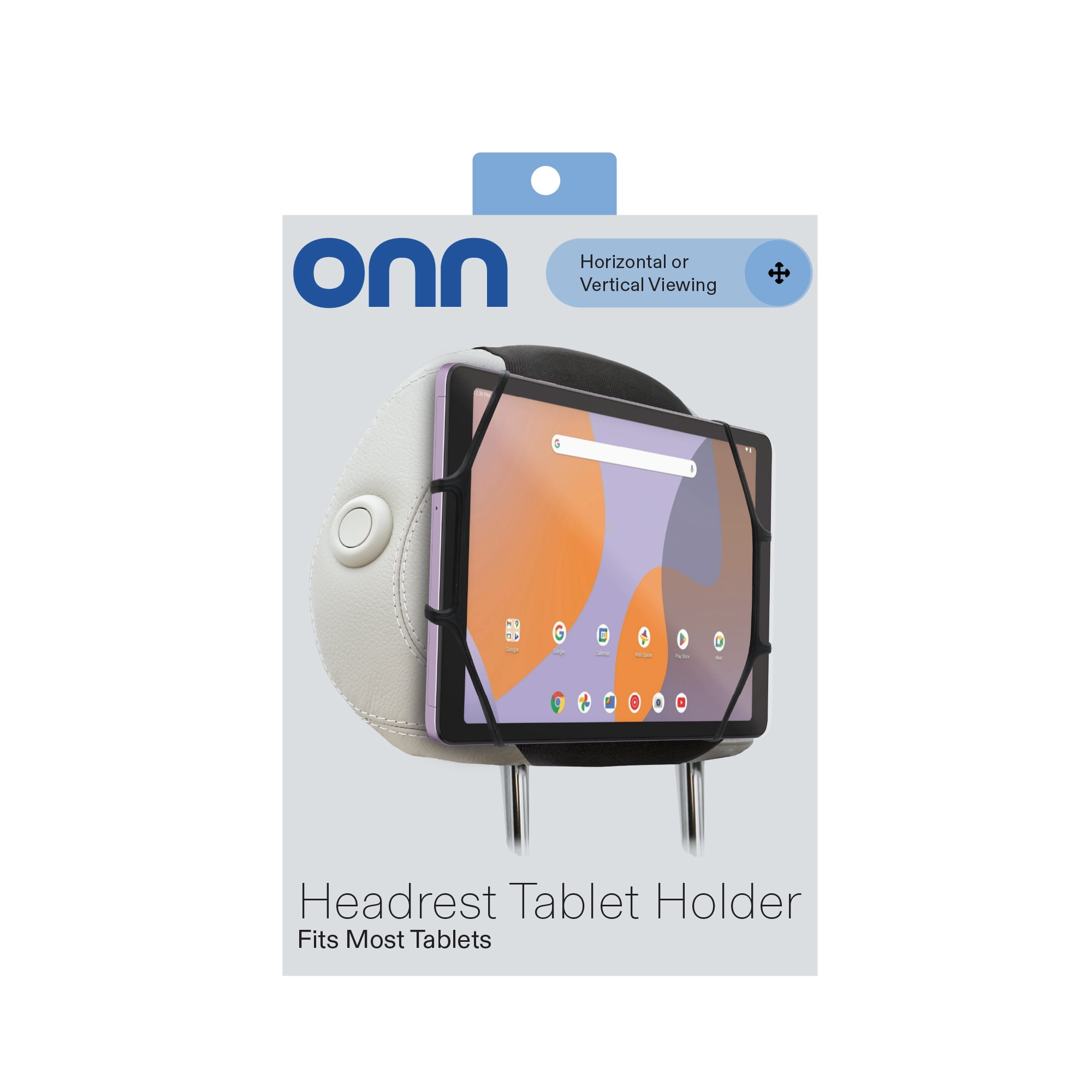 onn Headrest Tablet Holder, Fits Most 7 - 13" Tablets - Black