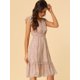 thumbnail image 2 of Vestido de volantes fruncidos Allegra K con cuello En V y mangas con volantes florales para mujer Rosa XS, 2 of 6