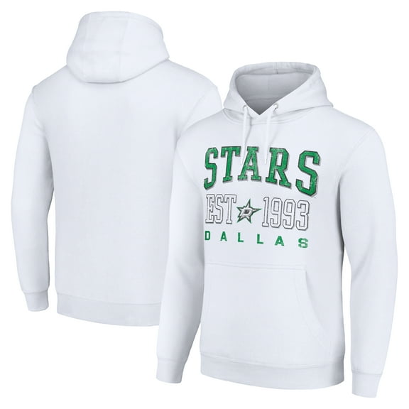 Men's Starter White Dallas Stars  Graphic Pullover Hoodie