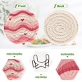 thumbnail image 4 of Haosy Set of 6 Drink Woven Coaster with Holder Heat Resistant Non-Slip Bar Coasters 4 Inches Wavy Lines and Heart, 4 of 7