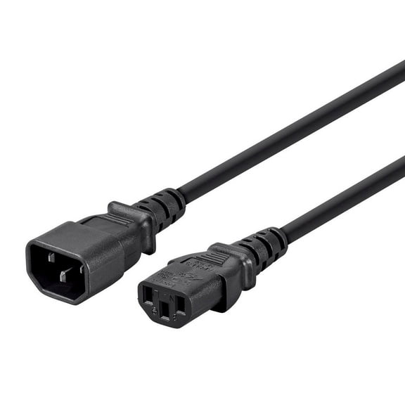 Monoprice Extension Cord - 25 Feet - Black | IEC 60320 C14 to IEC 60320 C13, 18AWG, 10A, 3-Prong, SVT, For Powering Computers, Monitors, Peripherals