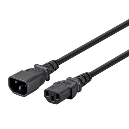 Monoprice Extension Cord - 25 Feet - Black | IEC 60320 C14 to IEC 60320 C13 18AWG 10A 3-Prong SVT For Powering Computers Monitors Peripherals