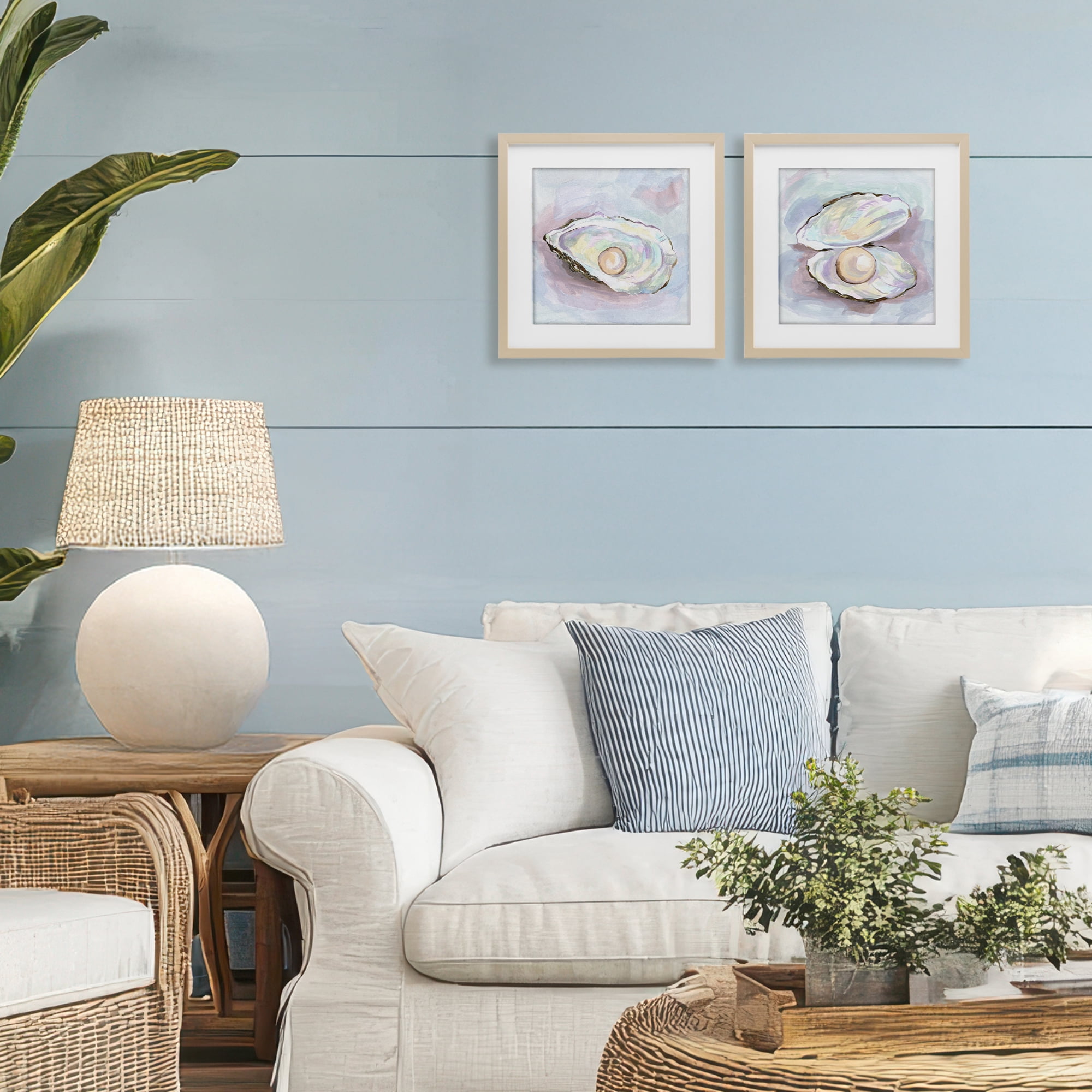 Stupell Industries Aquatic Silent Opals 2 Piece Birch Framed Print Under Glass Set, design by Melissa Wang