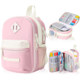 thumbnail image 1 of YSTIANN Large Capacity Mini Backpack Pencil Case - High-Capacity Storage Organizer for Pens, Markers & Stationery - Ideal for Students, Teen Girls & Adults (pink) AZ78-408, 1 of 7