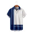 thumbnail image 5 of Button Up Shirt for Men Top Color Block Striped Print Short Sleeve Collared Casual Fashion Beach Shirt with Pocket (Small, Blue 01), 5 of 5