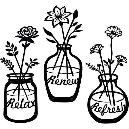 3 Pieces Metal Bathroom Wall Decor Relax Renew Refresh Sign Farmhouse Bathroom Wall Art for Modern Home Hanging Decoration