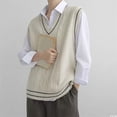 thumbnail image 4 of UJNDER V Neck Sweater Vest for Women Oversized Sleeveless Loose Knit Tops Cable Knit Style Beige One Size, 4 of 6