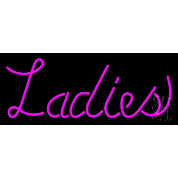 Ladies LED Neon Sign 10 x 24 - inches, Clear Edge Cut Acrylic Backing, with Dimmer - Bright and Premium built indoor LED Neon Sign for Bar decor.