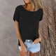 thumbnail image 1 of mfyjkho Tops Para Mujer, Camiseta De Verano De Manga Corta Con Cuello Redondo Y Color Liso Para Mujer Tops De Gimnasio Para Mujer M, 1 of 7
