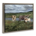 thumbnail image 3 of Stupell Industries Longhorn Cattle Trio Landscape & Nature Painting Brown Floater Framed Canvas Art Print Wall Art, 21 x 17, 3 of 9