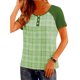 thumbnail image 4 of Tops de Manga Corta para las Mujeres Suelto Ajuste a Damas Rayas Impreso Botón Cuello Redondo Top Moda Casual, 4 of 9