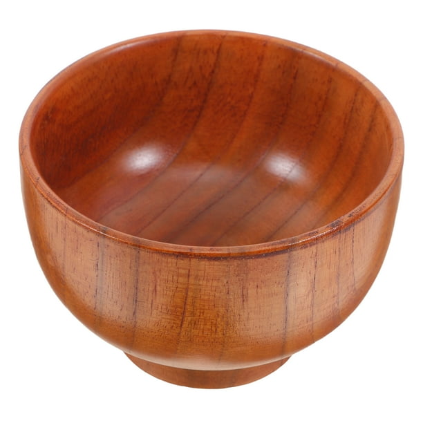 1pc 10X6.5CM Práctico cuenco de ensalada de madera Cuenco redondo de frutas espesado creativo
