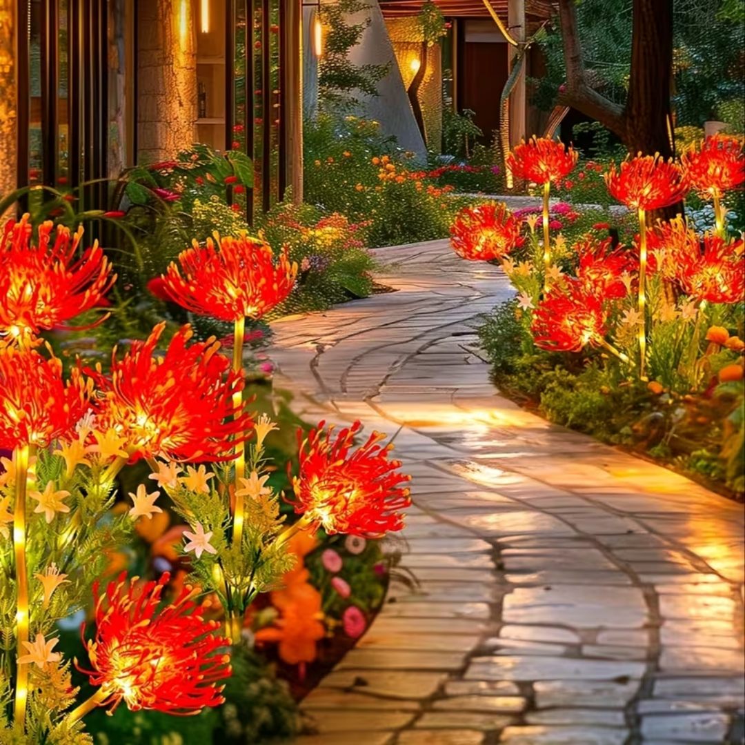 Red Solar Lantern With Glowing Flowers And Stems, Upgraded Solar Panels, Solar Lantern For Outdoor Garden Decoration, Courtyard Decoration, And Mother's Gift