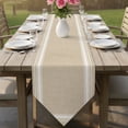 thumbnail image 6 of White Striped Grid Table Runner Linen Burlap Table Runner 72 Inches Long Modern Simple Vertical Stripes Beige Dresser Scarves for Kitchen Island Coffee Dining Room Party Wedding Holiday Decor 14"x72", 6 of 8