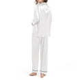 thumbnail image 4 of IDALL Womens Pajama Sets Pajamas for Women Set Silk Pajamas for Women Silk Like Long Sleeve Set Two Sleepnightloungesets Womens Pajamas Womens Loungewear Set White 3XL, 4 of 5