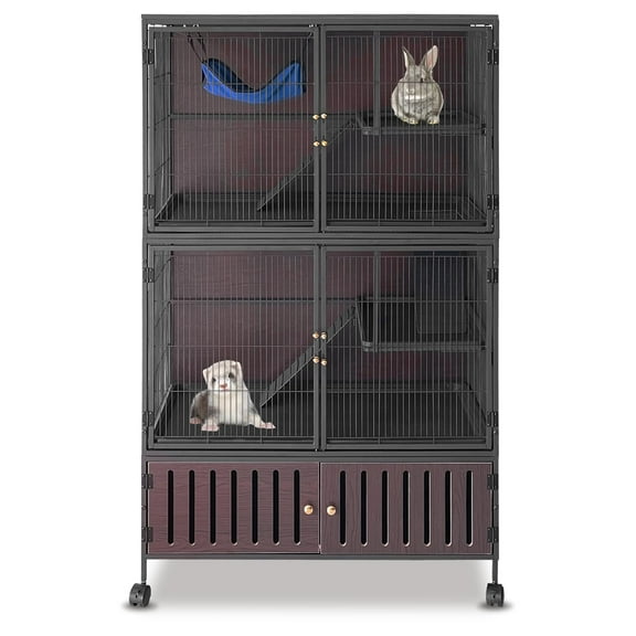 Studyset Metal Ferret Cage,5-Level Rolling Chinchilla Cage,Small Animal Mansion with Hammock,Lockable Storage&Ramps,Pet Crate Furniture,Multi-Species Habitat for Ferret,Chinchilla,Guinea Pig,Pet Rat