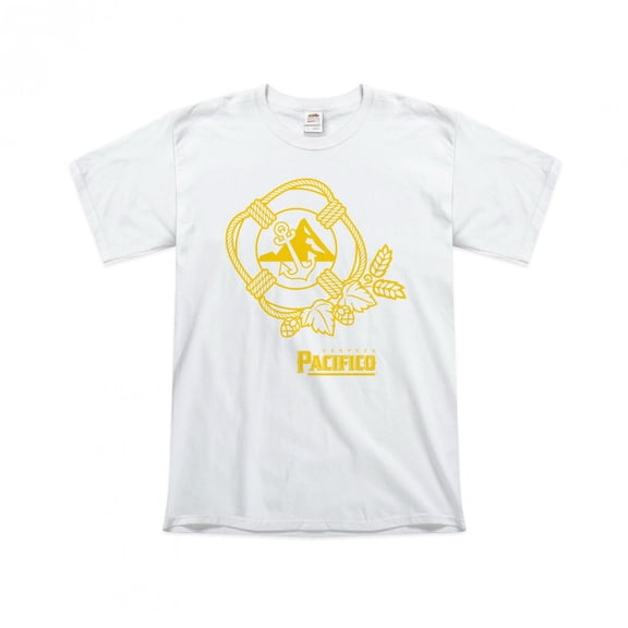 Pacifico Golden Lifesaver with Anchor on White T-Shirt-Medium