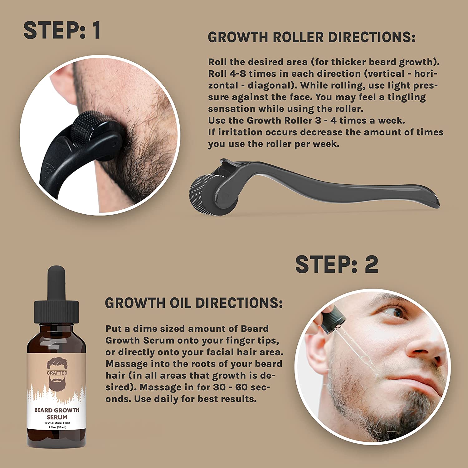 Derma Roller for Beard Growth + Beard Growth Serum - Stimulate Beard and Hair Growth - Derma Roller for Men - Amazing Beard Growth Kit - image 5 of 6