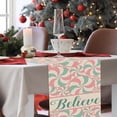thumbnail image 5 of Christmas Peppermint Candy Table Runner, Pink Xmas Believe Kitchen Dining Table Decoration, Winter Burlap Indoor Outdoor Home Decor Holiday Party Supply 13 x 72 Inches, 5 of 6
