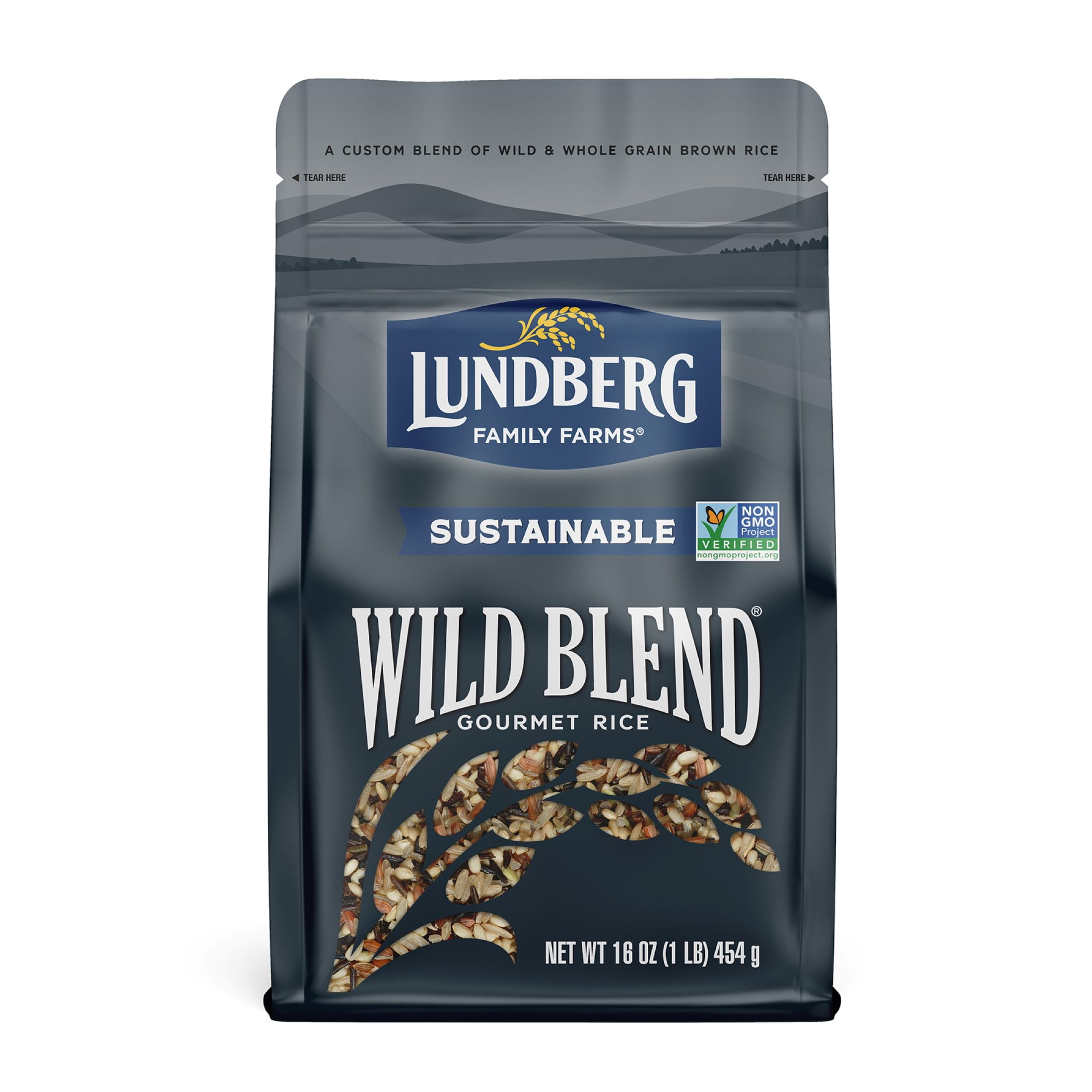 (6 pack) Lundberg Sustainable Wild Blend Rice - Gluten Free, Vegan, 1lb Resealable Bag