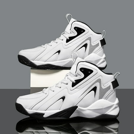 

Men s Fashion High Top Color Block Mesh Breathable Anti-odor Shock Absorption Wear-resistant Lace Up Sports Shoes For Basketball Running