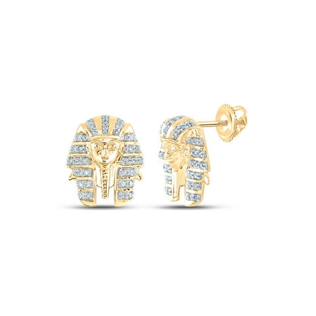 L U DIAMONDS 10k Yellow Gold Diamond Pharaoh Earrings 1/5 Ctw