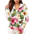 thumbnail image 3 of Uaswgudfs Women's UPF 50+ Sun Protection Hoodie Zip-Up Rash Guard with Thumbholes Tropical Floral Print for Beach Vacation Swimming, 3 of 5