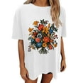 thumbnail image 2 of PNTUTB Women's Floral Pattern Short Sleeve Round Neck Drop Shoulder Sleeve T Shirt Comfortable Top, 2 of 6