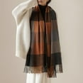 thumbnail image 2 of Womens Plaid Scarfs Soft Winter Long Scarves Thick Warm Lined Knit Wraps Scarf Cold Weather, 2 of 6