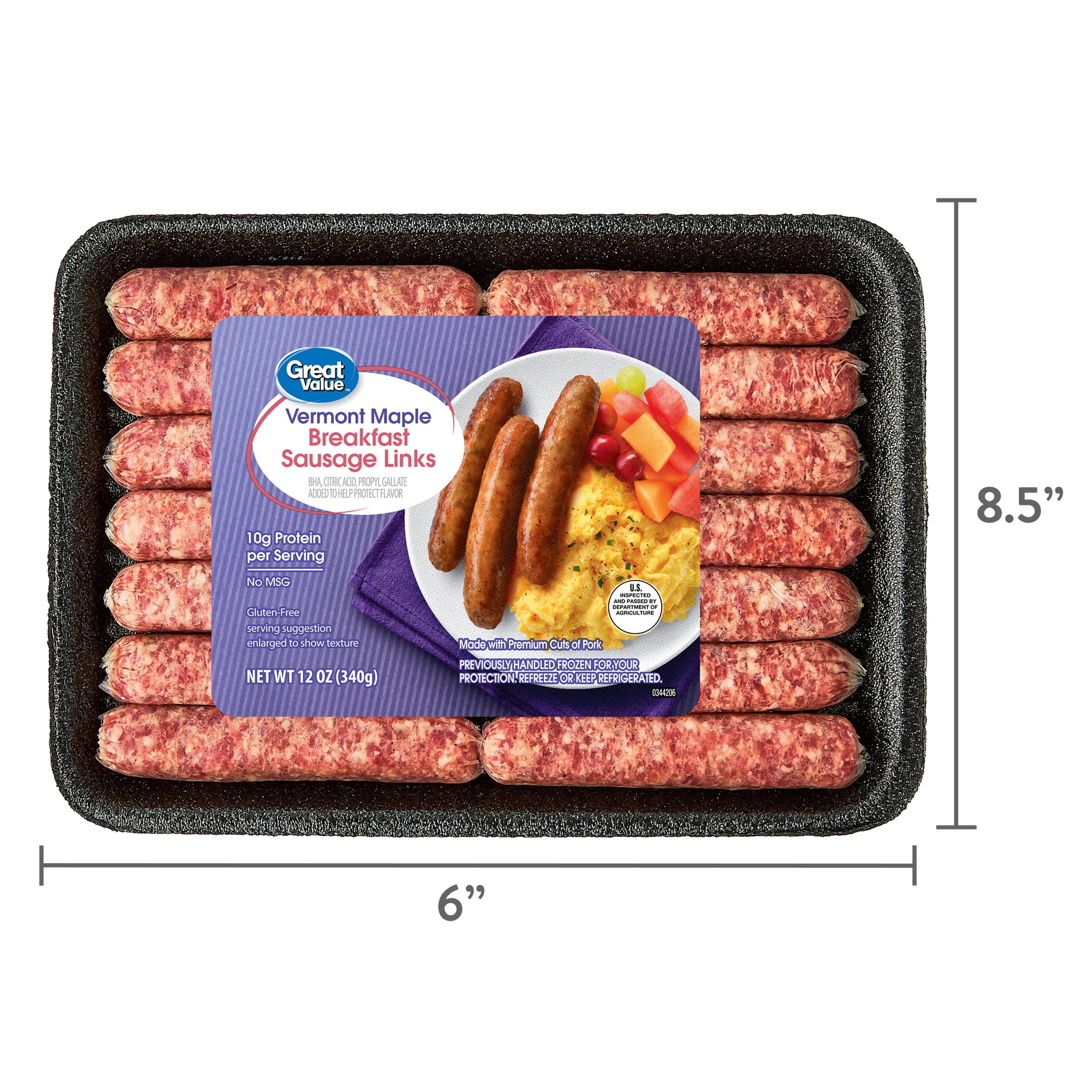 Great Value Uncooked Vermont Maple Breakfast Pork Sausage Links
