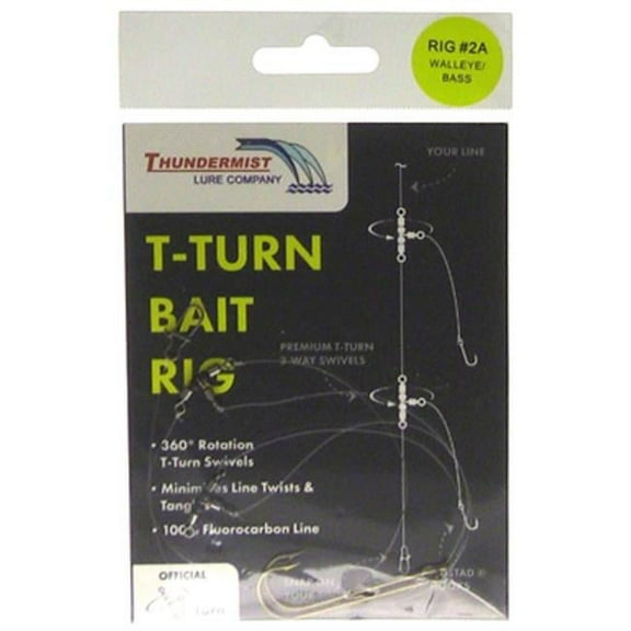 Thundermist Lures TBR-2A T-Turn Bait Rigs, Walleye, Bass & Freshwater Gamefish - Size 2A