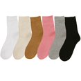 thumbnail image 1 of Chaussettes Mi-Mollet d'Automne Chaudes 6 Paires Chaussettes de Robe Unies Chaussettes en Coton pour Femmes, 1 of 10