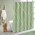 thumbnail image 2 of Abstract Striped Shower Curtain, Modern Minimalist Waterproof Fabric Shower Curtain Set with Hooks 72" x 72" - Sage Green, 2 of 6